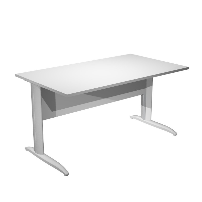 Bureau droit Pronto Métal - L.140 x P.80 cm - Plateau Blanc - Pieds L Aluminium