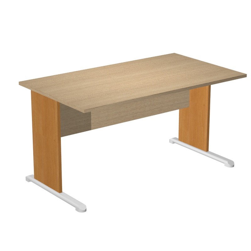 Bureau droit Pronto Bois - L.140 x P.80 cm - Plateau Chêne - Pieds L Aulne