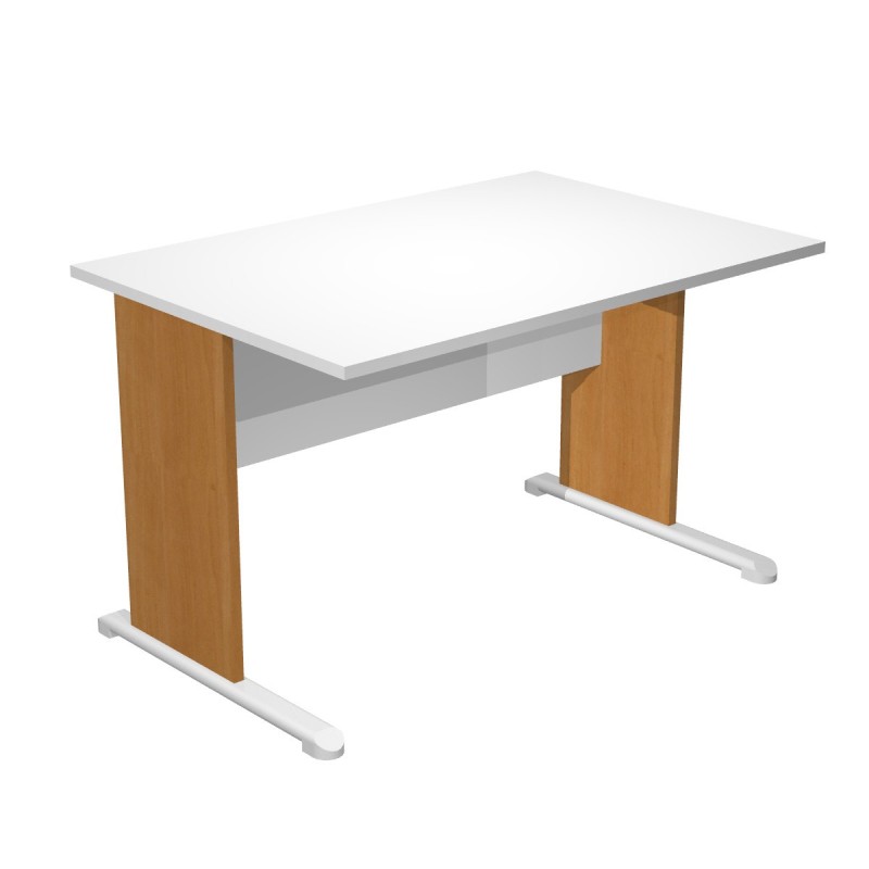 Bureau droit Pronto Bois - L.120 x P.80 cm - Plateau Blanc - Pieds L Aulne