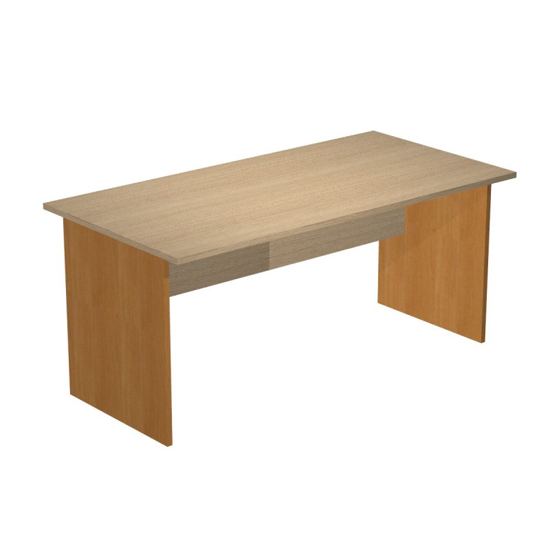 Bureau droit Pronto Bois - L.160 x P.80 cm - Plateau Chêne - Pieds panneaux Aulne