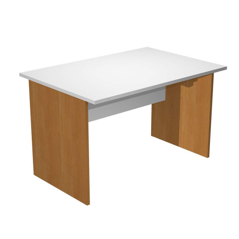 Bureau droit Pronto Bois - L.120 x P.80 cm - Plateau Blanc - Pieds panneaux Aulne