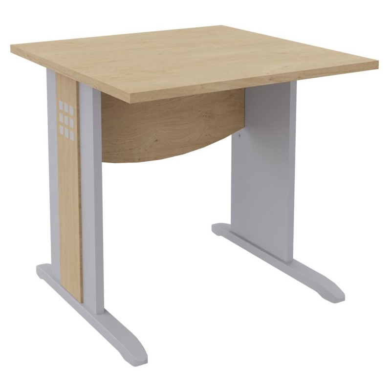 Bureau droit Axiome - L.80 x P.80 cm - Plateau Chêne - Pieds L Aluminium