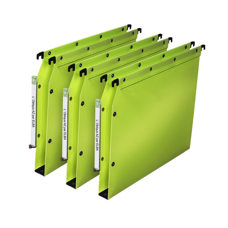 Elba Dossier suspendus pour armoire Ultimate A4 Polypropylène - 350 feuilles - Fond U 30 mm - Vert - Lot de 10