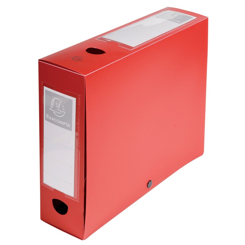Exacompta Boîte de classement A4 Fermeture pression - Polypropylène 7/10E - Dos 8 cm - Rouge - Lot de 10