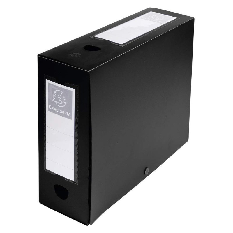 Exacompta Boîte de classement A4 Fermeture pression - Polypropylène 7/10E - Dos 10 cm - Noir - Lot de 10