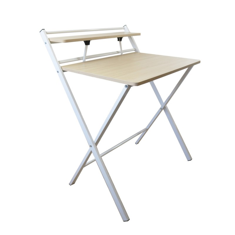 Unilux Bureau télétravail pliant Homy 75 x 60 x 90 cm - Hêtre / Blanc