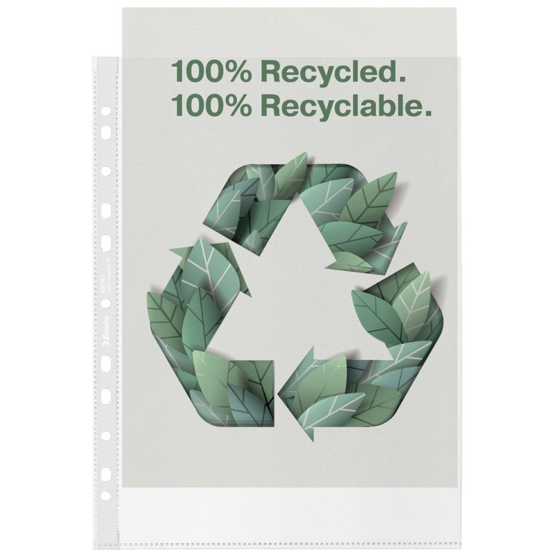 Esselte Pochettes perforées A4 en polypropylène recyclé grainé 70 microns - Boîte de 50