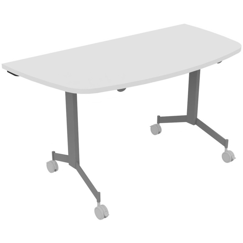 Table mobile rabattable Eureka demi-lune - L.140 x P.70 cm - Plateau Blanc - Pieds Aluminium