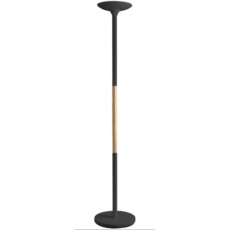 Unilux Lampadaire Pryska - Led intégrée - 40W - Variateur d'intensité - Acier et bois hêtre - Noir