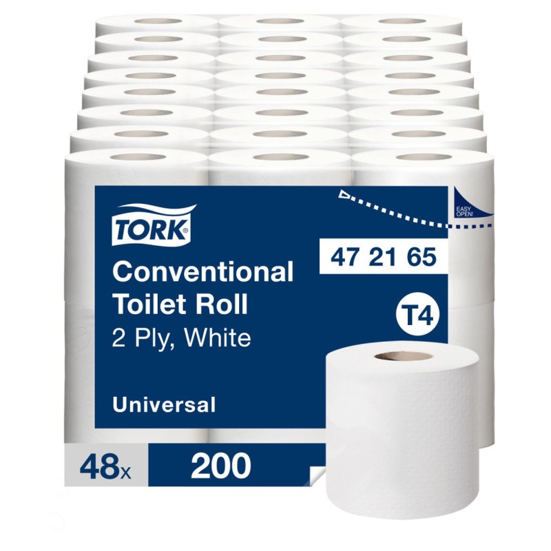 Tork Papier toilette double épaisseur Universal blanc - Lot de 48 rouleaux de 200 feuilles