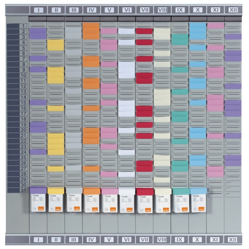 Nobo Planning Pro 12 colonnes 32 fentes fiches T1,5 - Gris