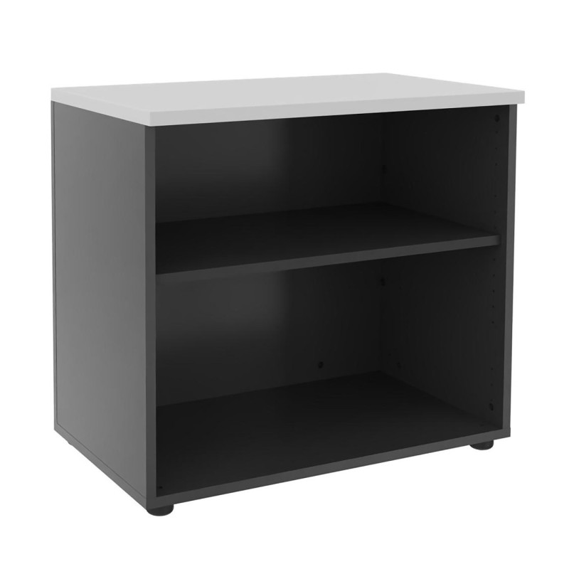 Meuble bas Axiome - L.80 x H.72 cm - Sans porte - Corps Anthracite - Top Blanc