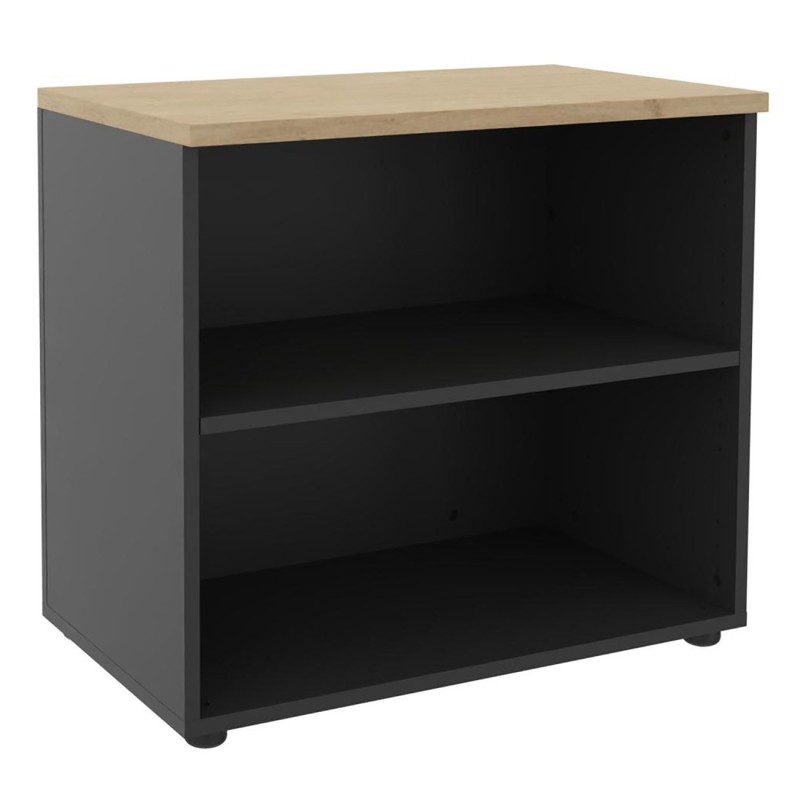 Meuble bas Axiome - L.80 x H.72 cm - Sans porte - Corps Anthracite - Top Chêne