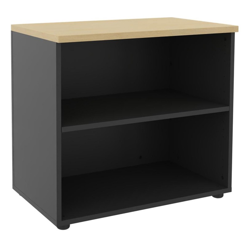 Meuble bas Axiome - L.80 x H.72 cm - Sans porte - Corps Anthracite - Top Hêtre