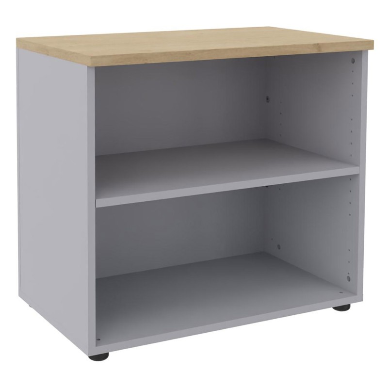 Meuble bas Axiome - L.80 x H.72 cm - Sans porte - Corps Aluminium - Top Chêne