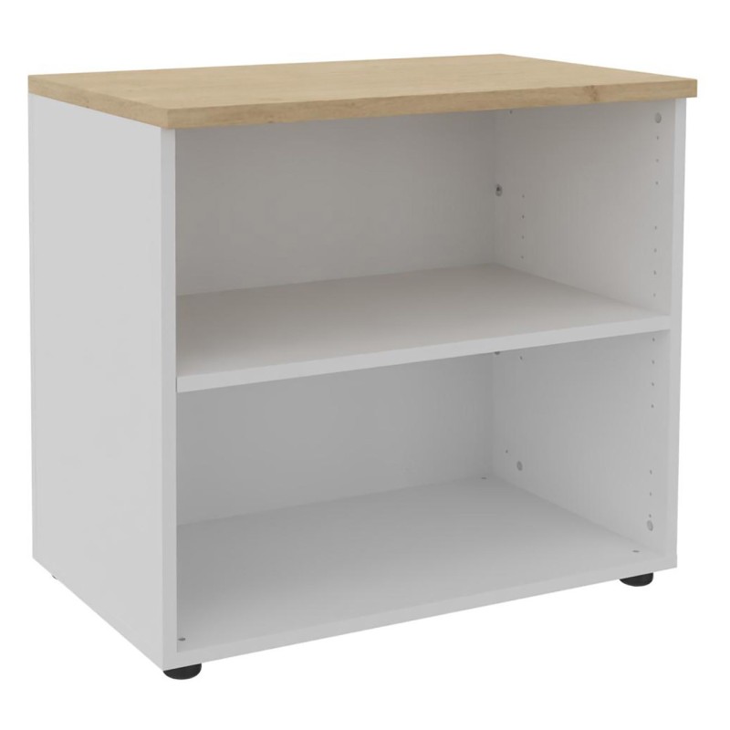 Meuble bas Axiome - L.80 x H.72 cm - Sans porte - Corps Blanc - Top Chêne