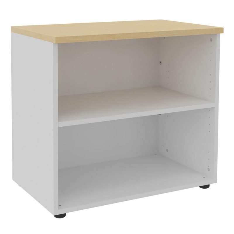 Meuble bas Axiome - L.80 x H.72 cm - Sans porte - Corps Blanc - Top Hêtre