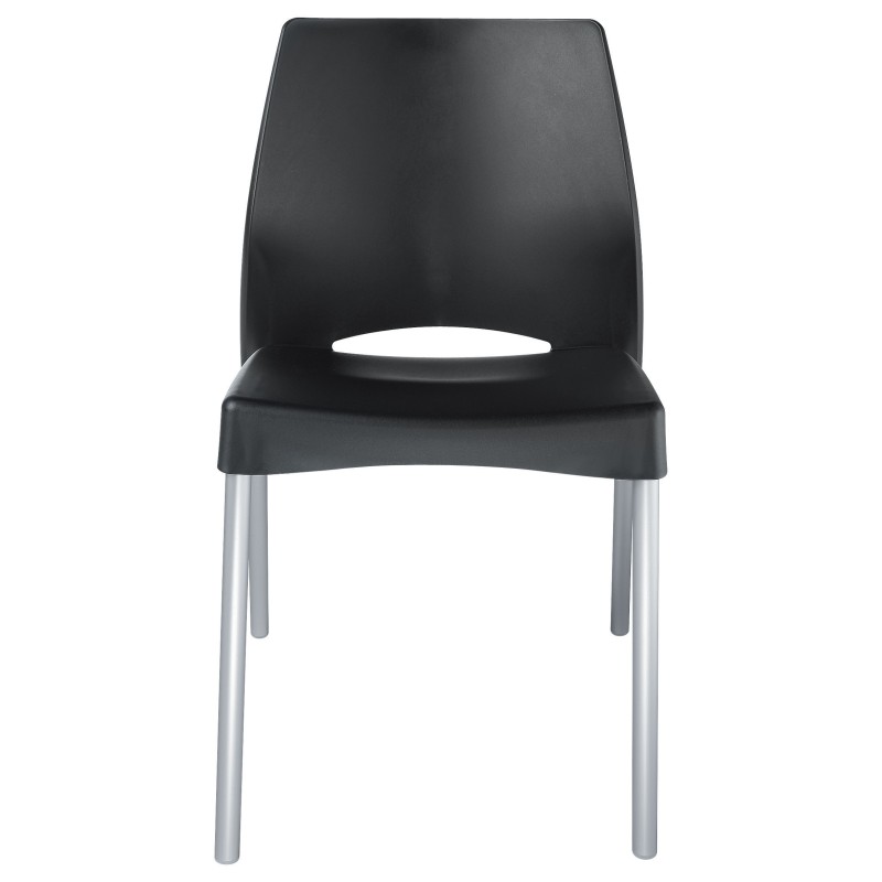 Chaise Collectivités Sweety Noir pieds Aluminium - lot de 4