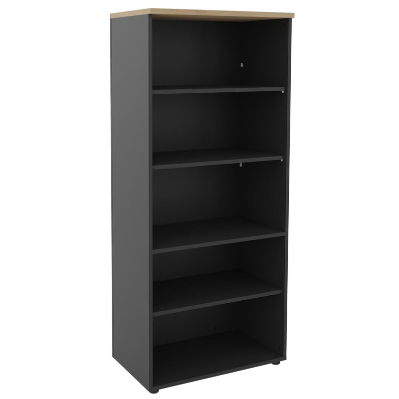 Meuble haut Axiome - L.80 x H.180 cm - Sans porte - Corps Anthracite - Top Chêne