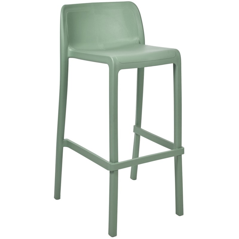 Tabouret haut d’extérieur Jonah en polypropylène recyclable – Vert olive