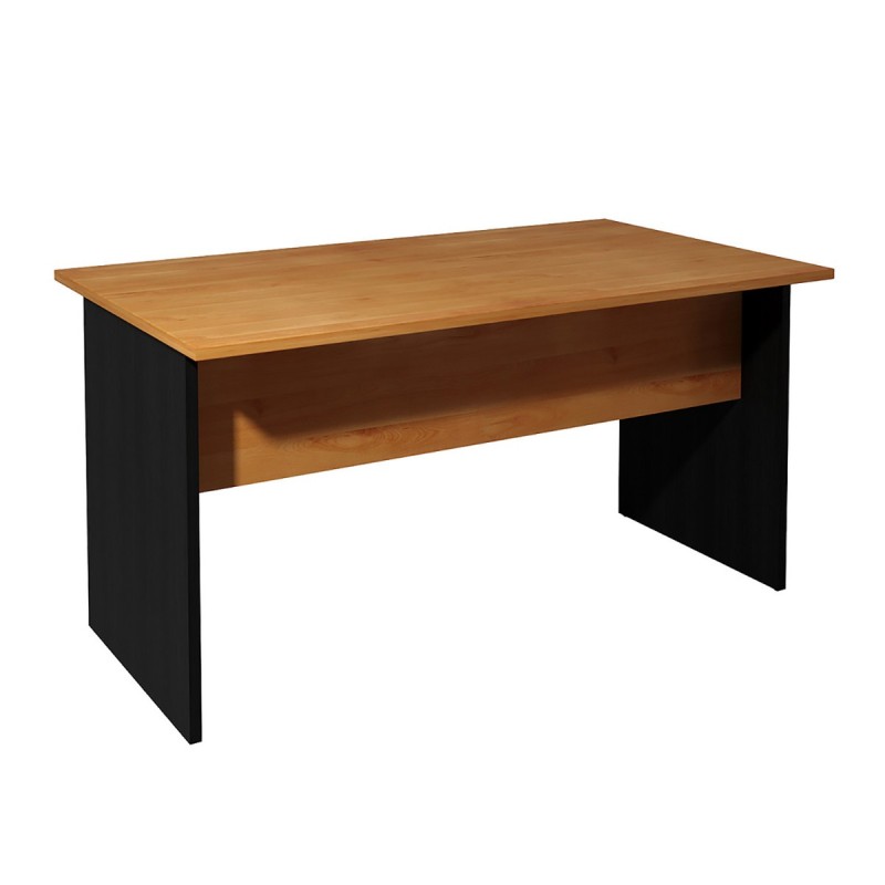 Bureau droit Pronto Bois - L.140 x P.80 cm - Plateau Aulne - Pieds panneaux Noir