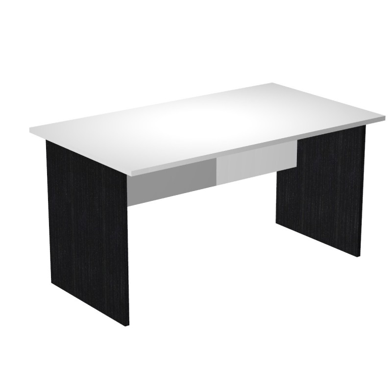 Bureau droit Pronto Bois - L.140 x P.80 cm - Plateau Blanc - Pieds panneaux Noir