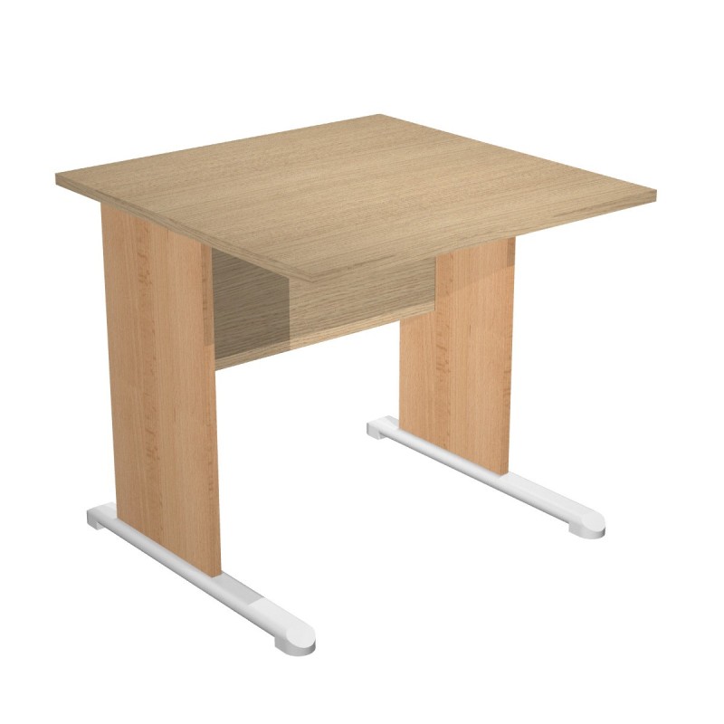 Bureau droit Pronto Bois - L.80 x P.80 cm - Plateau Chêne - Pieds L Hêtre