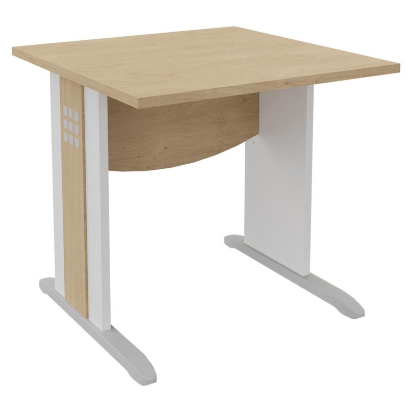 Bureau droit Axiome - L.80 x P.80 cm - Plateau Chêne - Pieds L Blanc