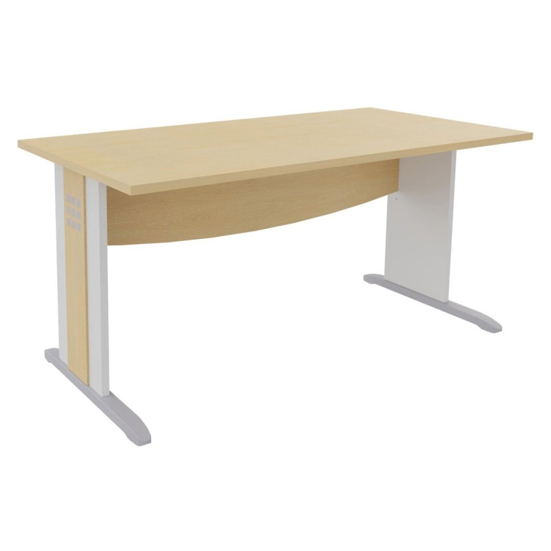 Bureau droit Axiome - L.140 x P.80 cm - Plateau Hêtre - Pieds L Blanc
