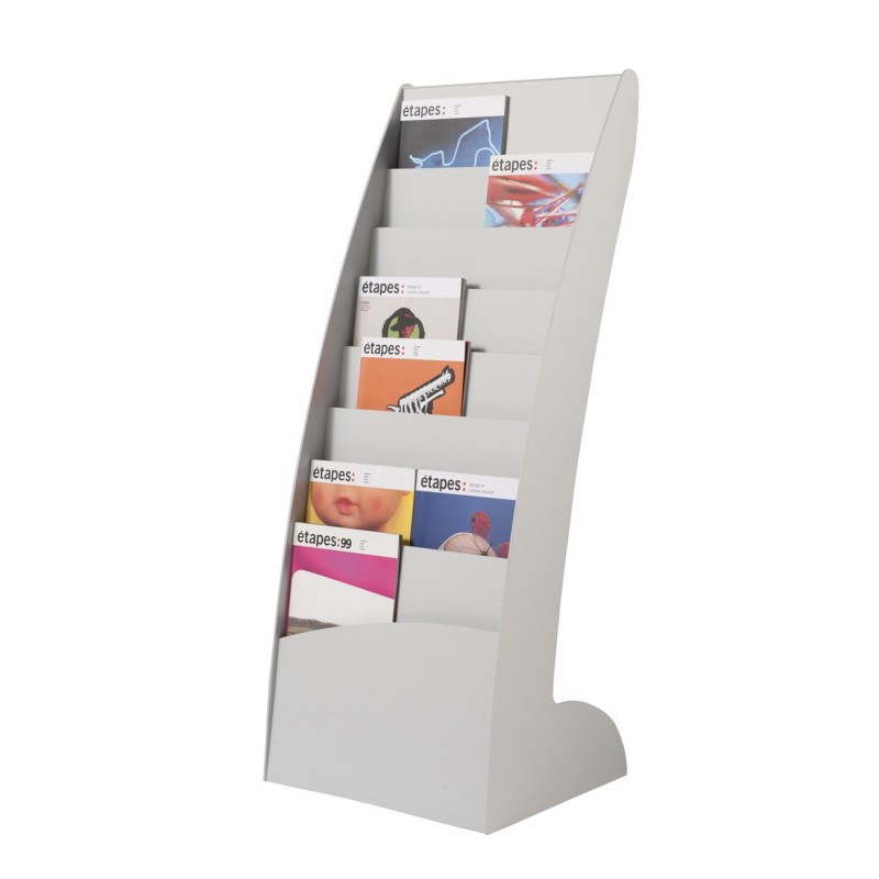 Paperflow Présentoir de sol Courbo monobloc 8 cases - Gris