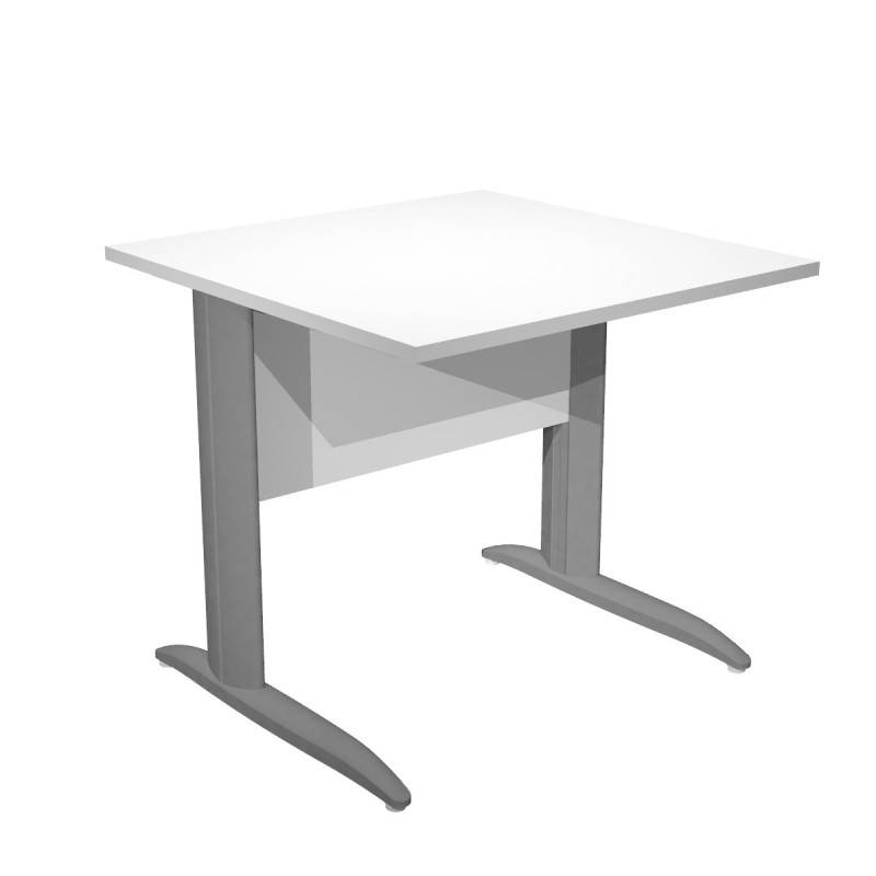 Bureau droit Pronto Métal - L.80 x P.80 cm - Plateau Blanc - Pieds L Anthracite