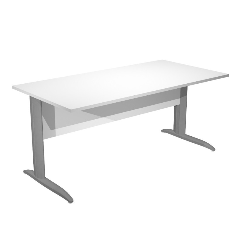 Bureau droit Pronto Métal - L.160 x P.80 cm - Plateau Blanc - Pieds L Anthracite
