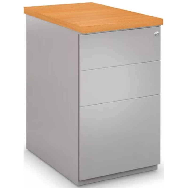 Caisson hauteur bureau métal NF Environnement Aluminium top Chêne clair H.72 x L. 42 x P. 60 cm