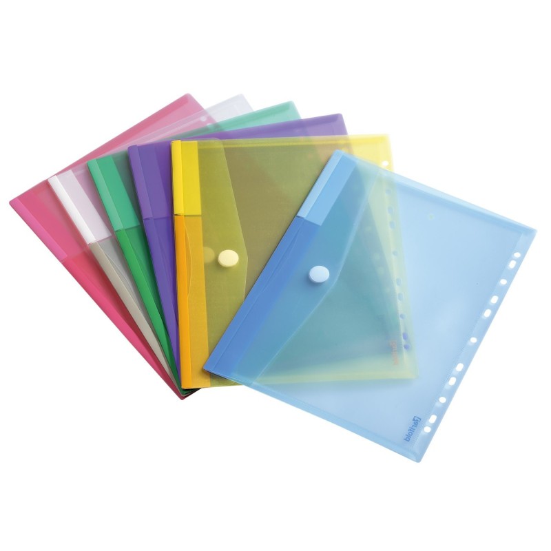 DJOIS by Tarifold Pochettes-enveloppes perforées Color Collection A4 polypropylène assorties  - lot de 12