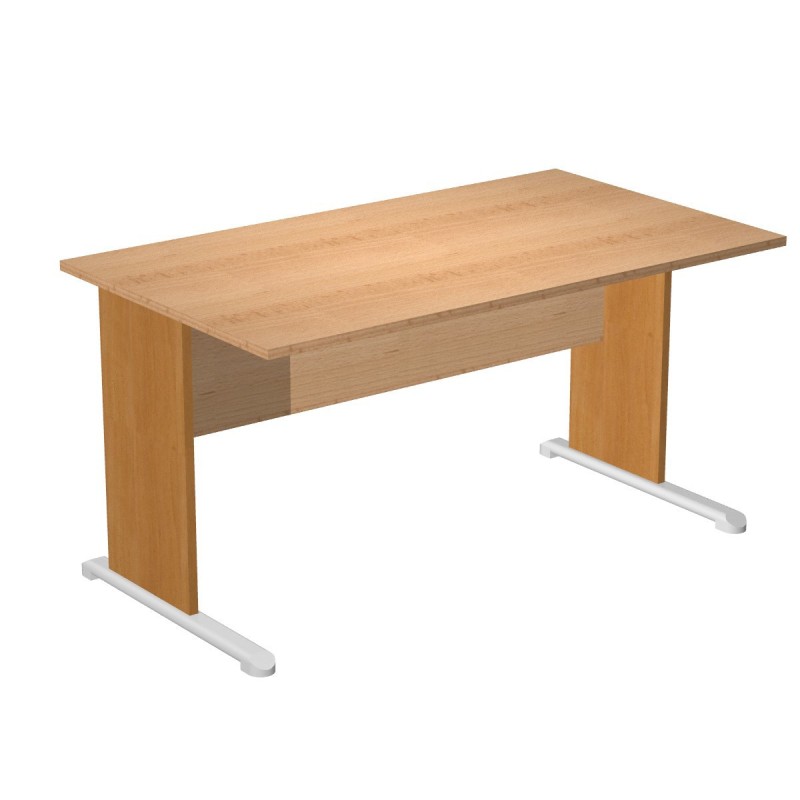 Bureau droit Pronto Bois - L.140 x P.80 cm - Plateau Hêtre - Pieds L Aulne