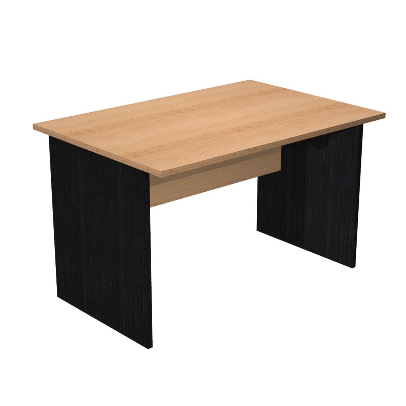 Bureau droit Pronto Bois - L.120 x P.80 cm - Plateau Hêtre - Pieds panneaux Noir