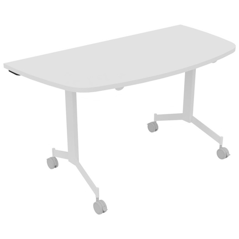 Table mobile rabattable Eureka demi-lune - L.140 x P.70 cm - Plateau Blanc - Pieds Blanc