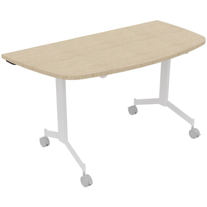 Table mobile rabattable Eureka demi-lune - L.140 x P.70 cm - Plateau Chêne - Pieds Blanc