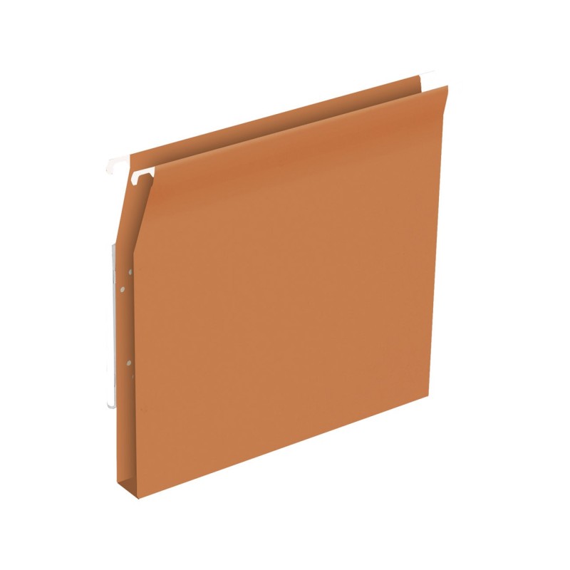 Dossier suspendus pour armoire Budget A4 Kraft - Volet d'agrafage - Fond U 15 mm - Orange - Lot de 25