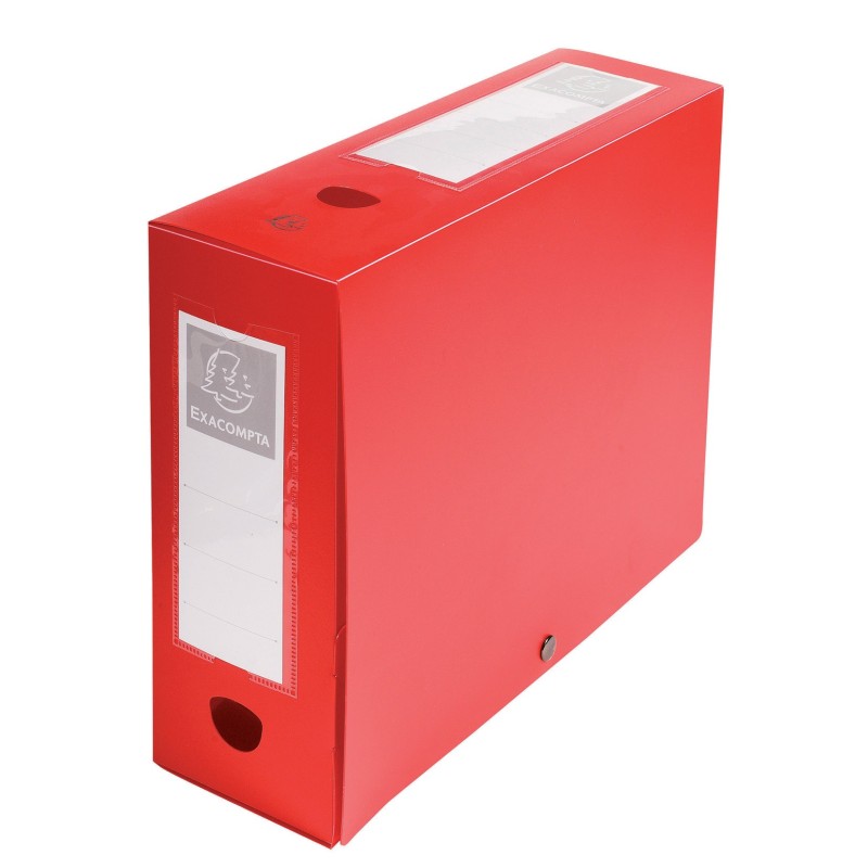 Exacompta Boîte de classement A4 Fermeture pression - Polypropylène 7/10E - Dos 10 cm - Rouge - Lot de 10