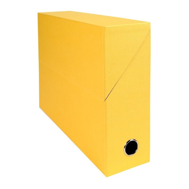 Exacompta Boîte de classement en toile cartonnée - Dos 9 cm - Jaune - Lot de 5