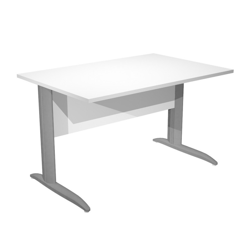 Bureau droit Pronto Métal - L.120 x P.80 cm - Plateau Blanc - Pieds L Anthracite