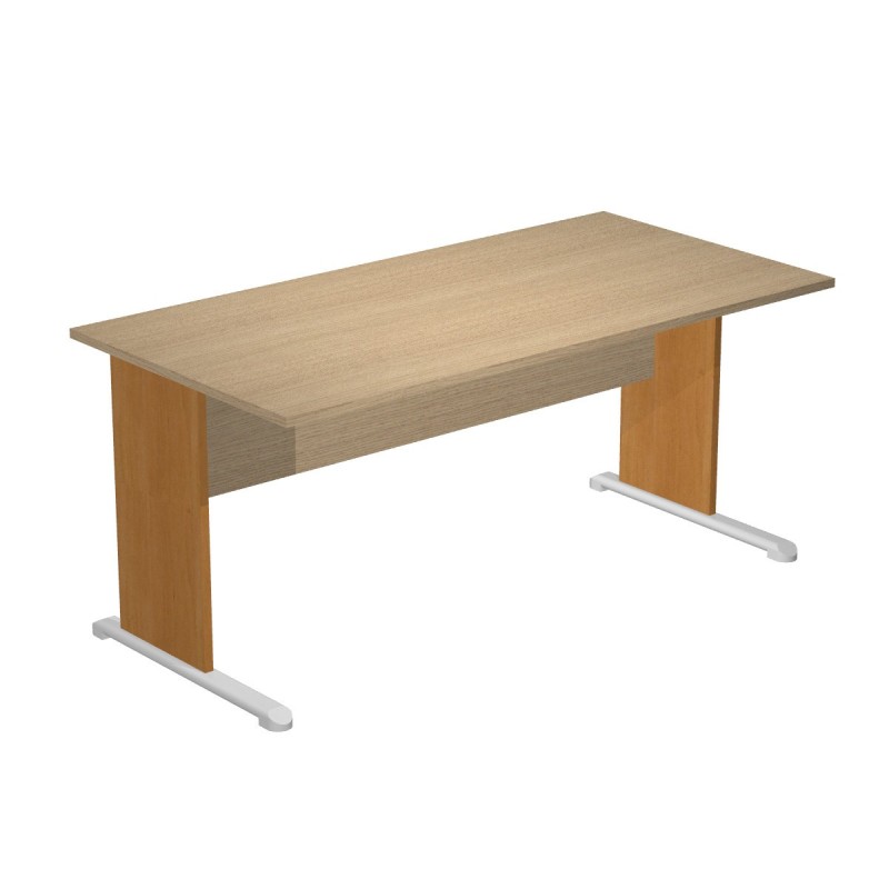 Bureau droit Pronto Bois - L.160 x P.80 cm - Plateau Chêne - Pieds L Aulne