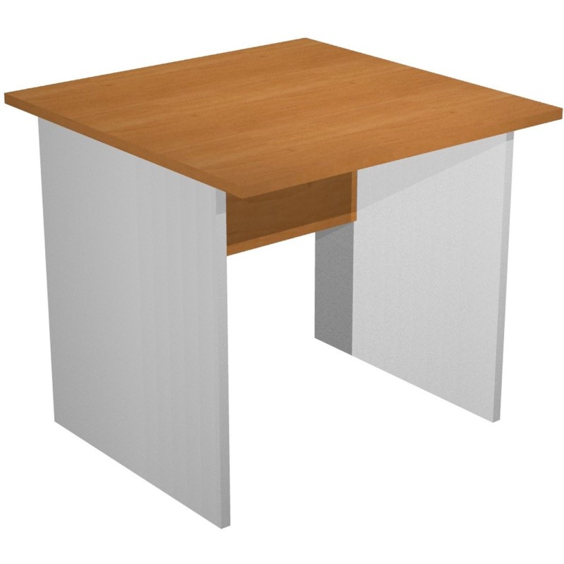 Bureau droit Pronto Bois - L.80 x P.80 cm - Plateau Aulne - Pieds panneaux Aluminium