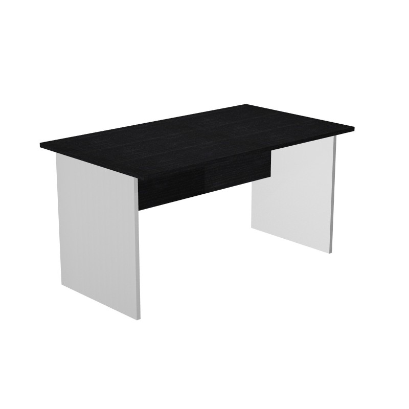 Bureau droit Pronto Bois - L.140 x P.80 cm - Plateau Noir - Pieds panneaux Aluminium