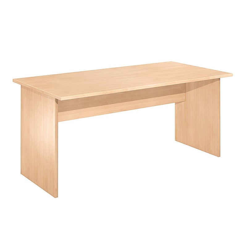 Bureau droit Pronto Bois - L.140 x P.80 cm - Plateau Hêtre - Pieds panneaux Hêtre
