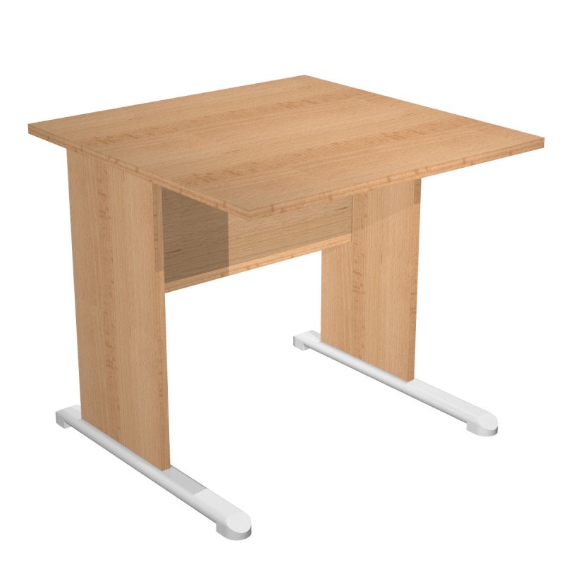 Bureau droit Pronto Bois - L.80 x P.80 cm - Plateau Hêtre - Pieds L Hêtre