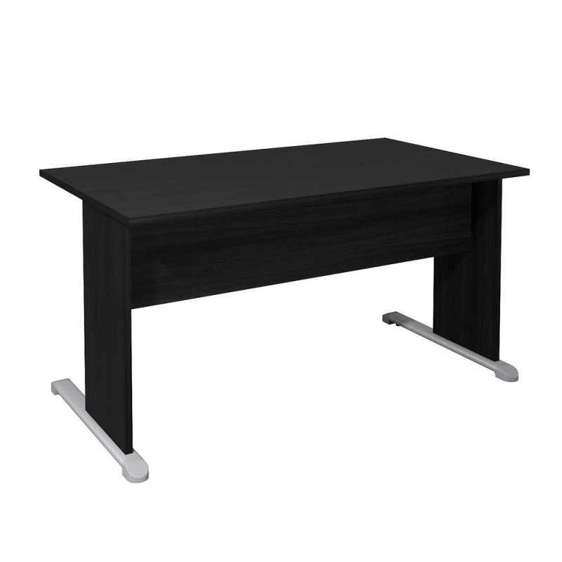 Bureau droit Pronto Bois - L.140 x P.80 cm - Plateau Noir - Pieds L Noir