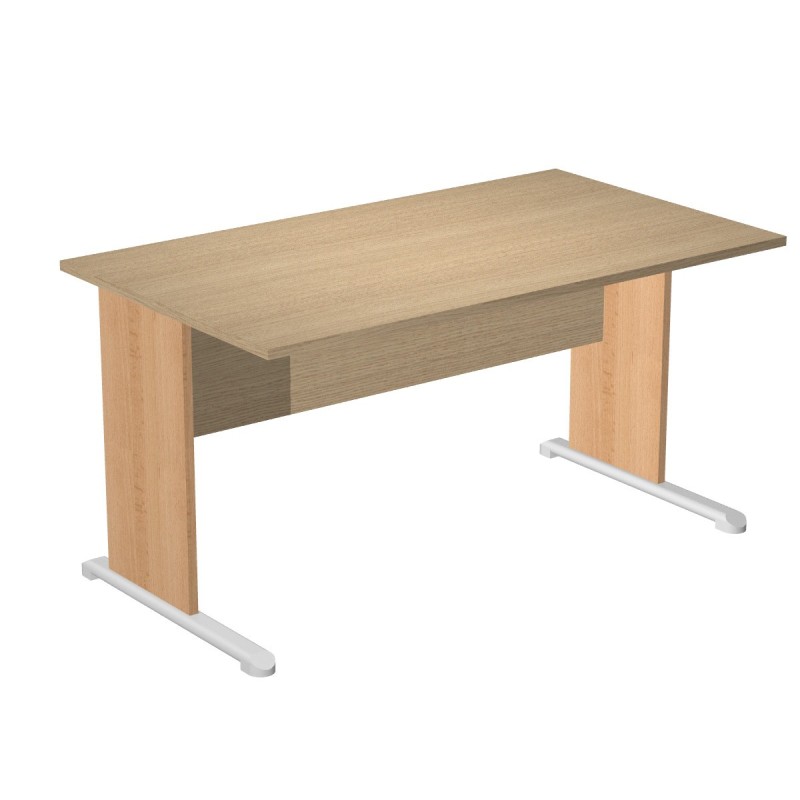 Bureau droit Pronto Bois - L.140 x P.80 cm - Plateau Chêne - Pieds L Hêtre