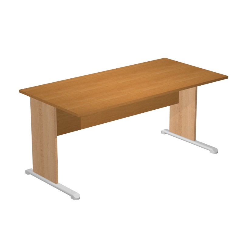 Bureau droit Pronto Bois - L.160 x P.80 cm - Plateau Aulne - Pieds L Hêtre